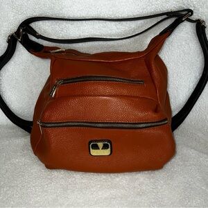 Valentina Brown Leather Convertible Backpack/Shoulder Bag